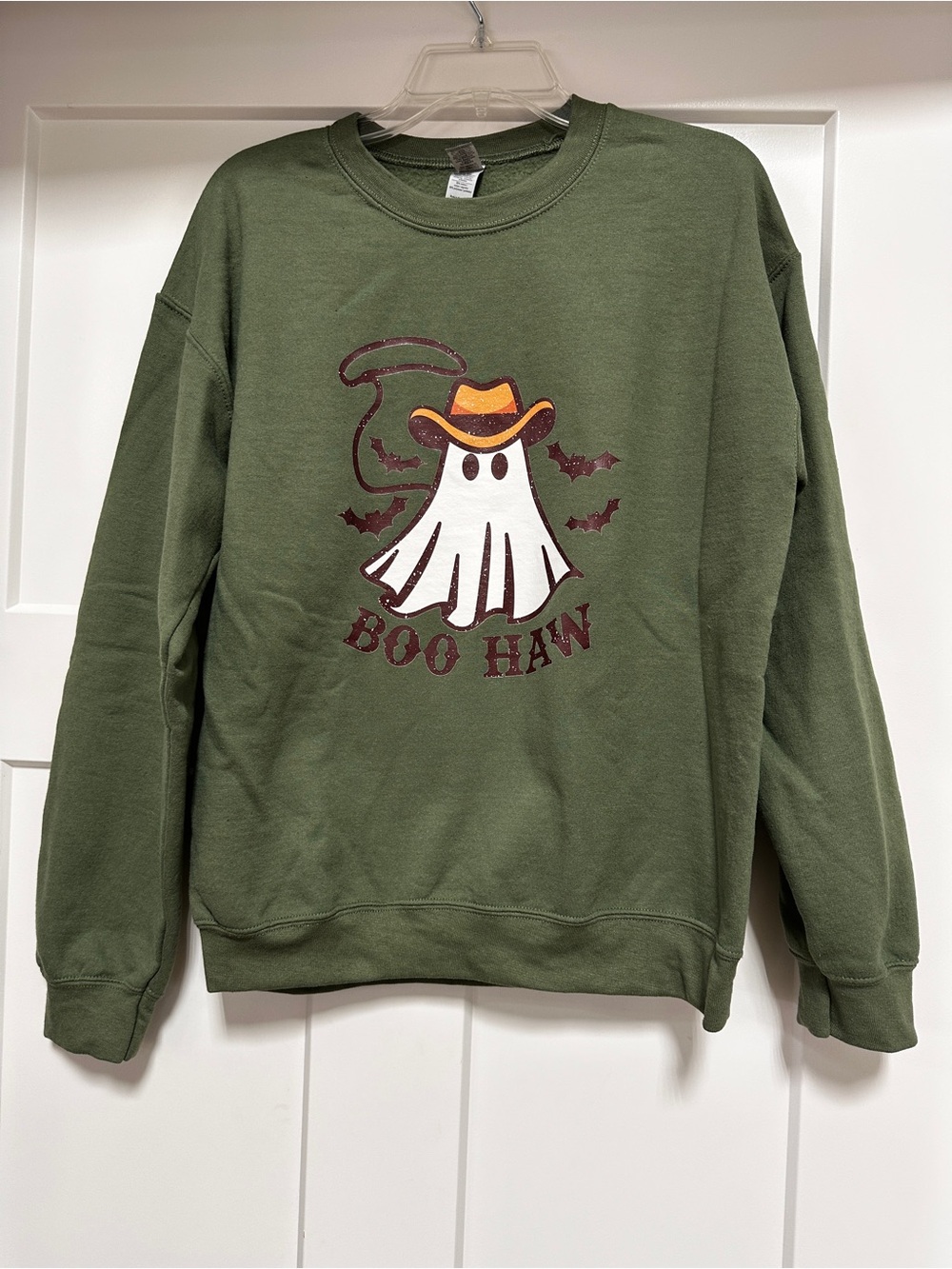 NEW Halloween Cowboy Ghost Boo Haw Western Graphic Sweatshirt Size M - Picture 3 of 9